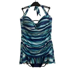 Disney Parks Ruched Halter Skirted One Piece Swimsuit